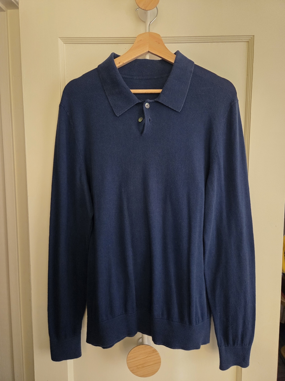 A.P.C. Navy Long-Sleeved Polo Sweater